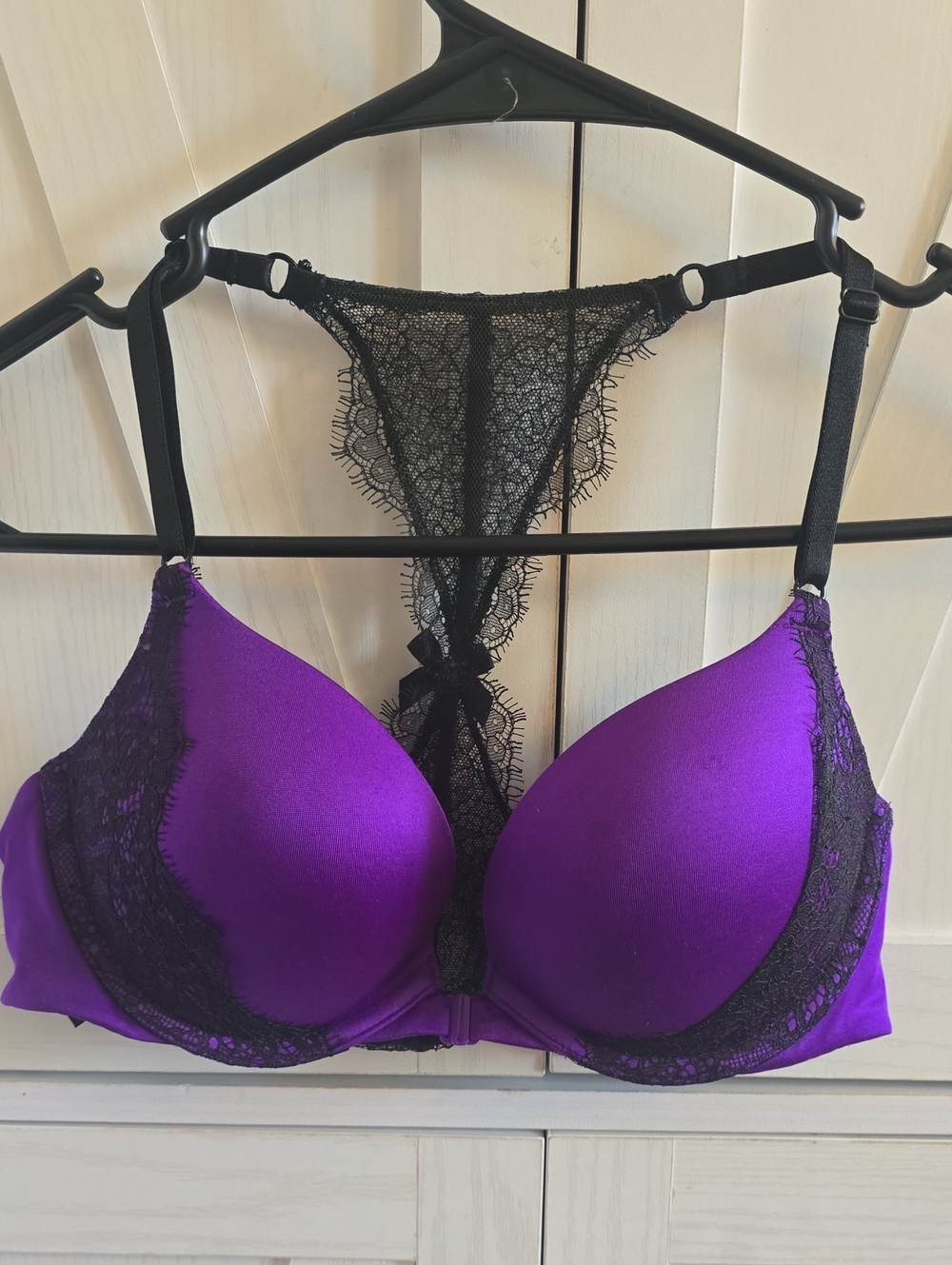 34B Victoria's Secret Purple Push-Up Bra with Black Lace Racerback
